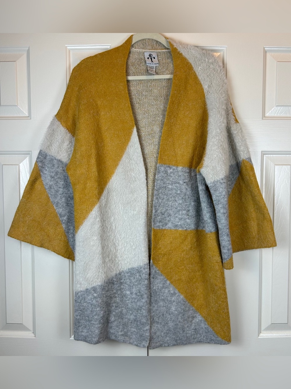 Rain + Rose Patchwork Open Front Cardigan